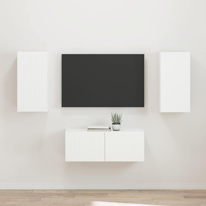 Tv-Meubelset Wandgemonteerd 2 Pcs Bewerkt Hout Wit