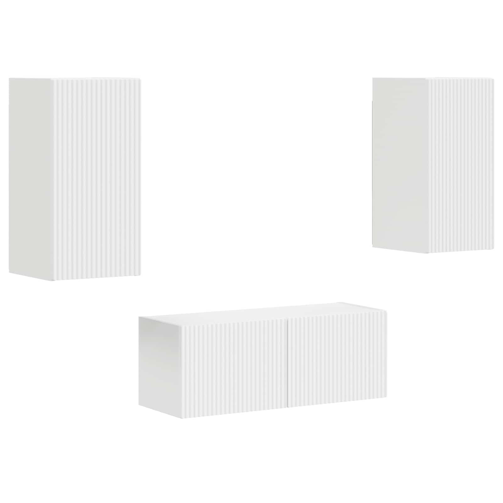 Tv-Meubelset Wandgemonteerd 2 Pcs Bewerkt Hout Wit