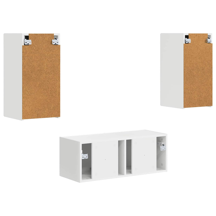 Tv-Meubelset Wandgemonteerd 2 Pcs Bewerkt Hout Wit