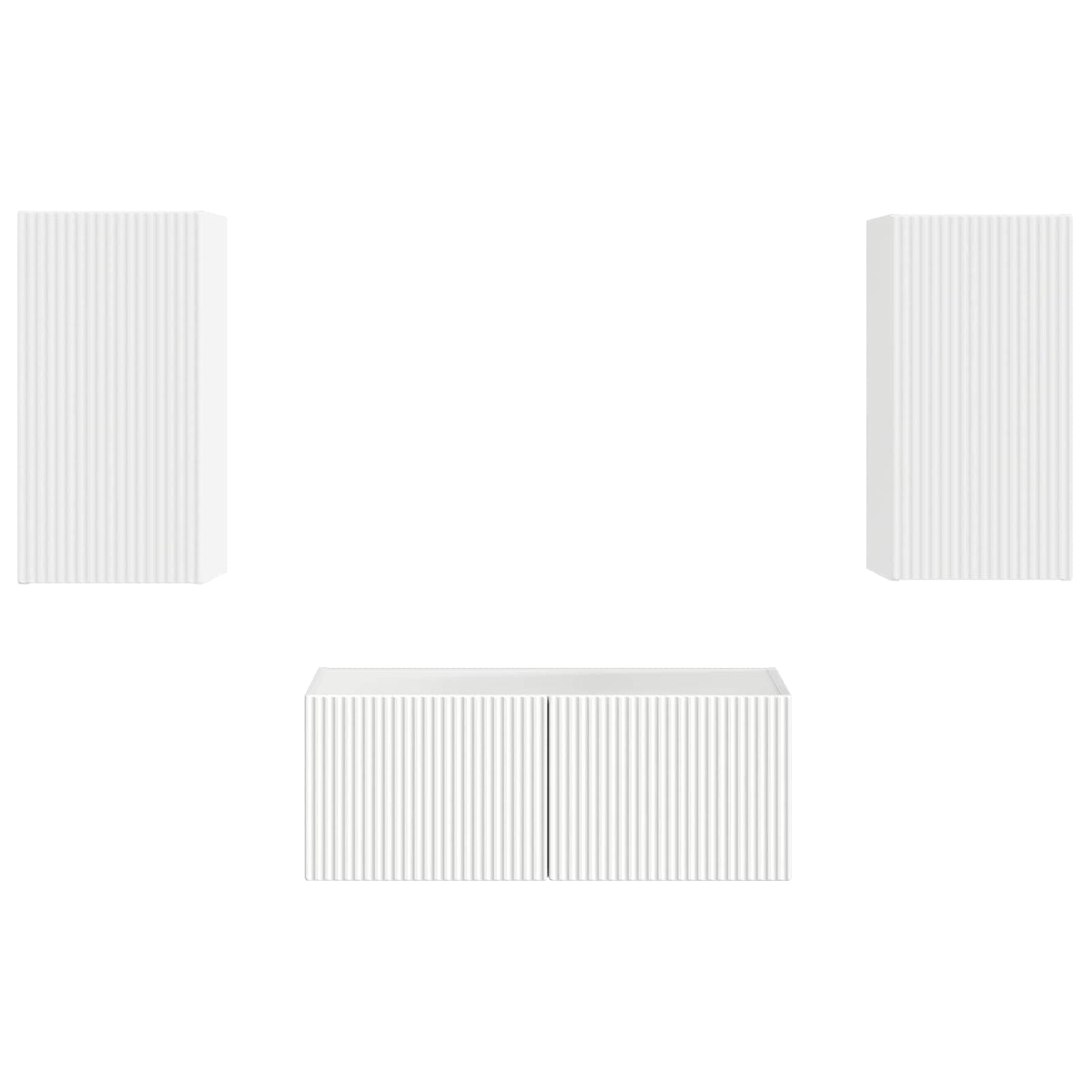 Tv-Meubelset Wandgemonteerd 2 Pcs Bewerkt Hout Wit
