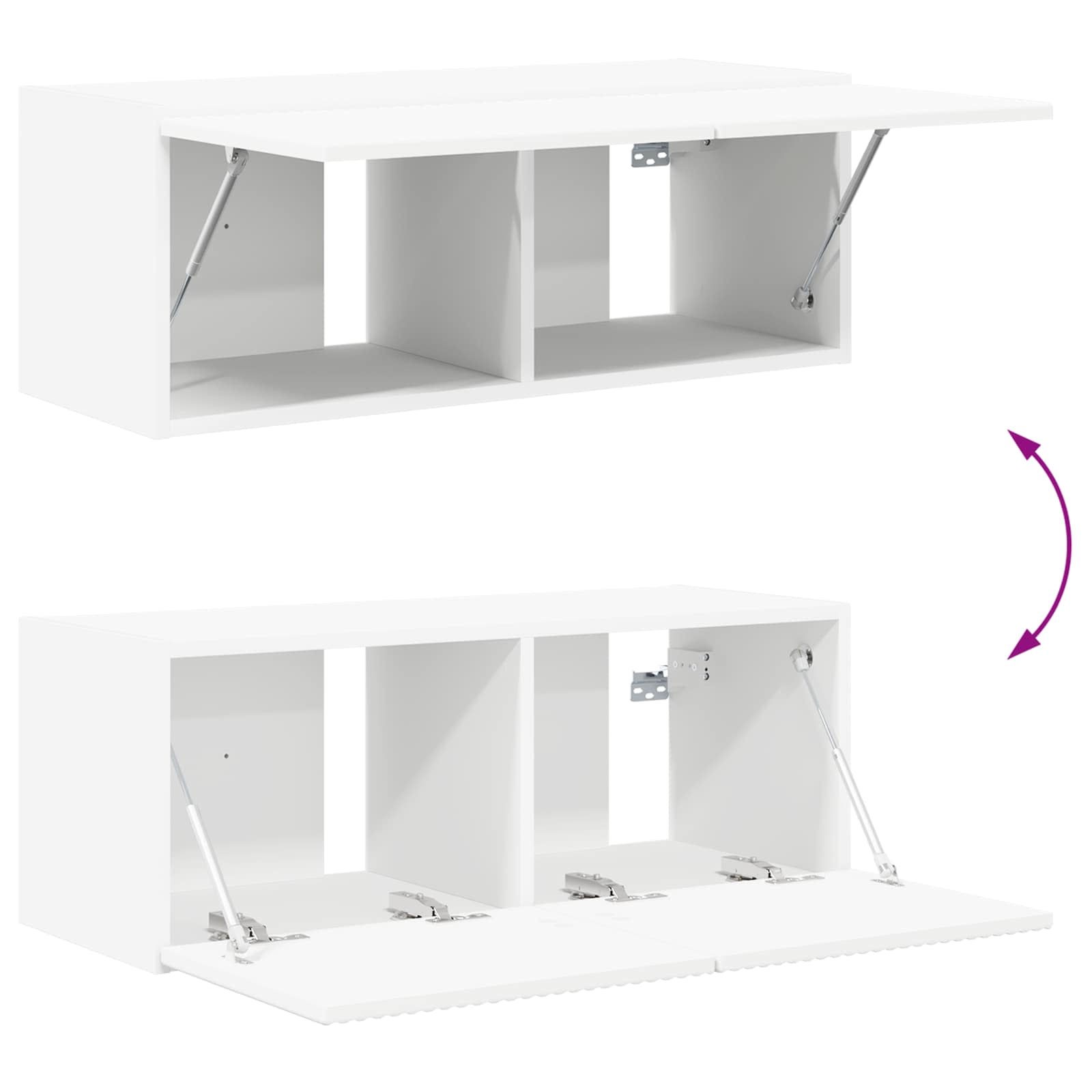 Tv-Meubelset Wandgemonteerd 2 Pcs Bewerkt Hout Wit