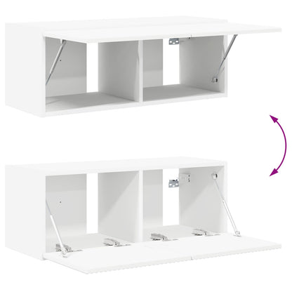 Tv-Meubelset Wandgemonteerd 2 Pcs Bewerkt Hout Wit