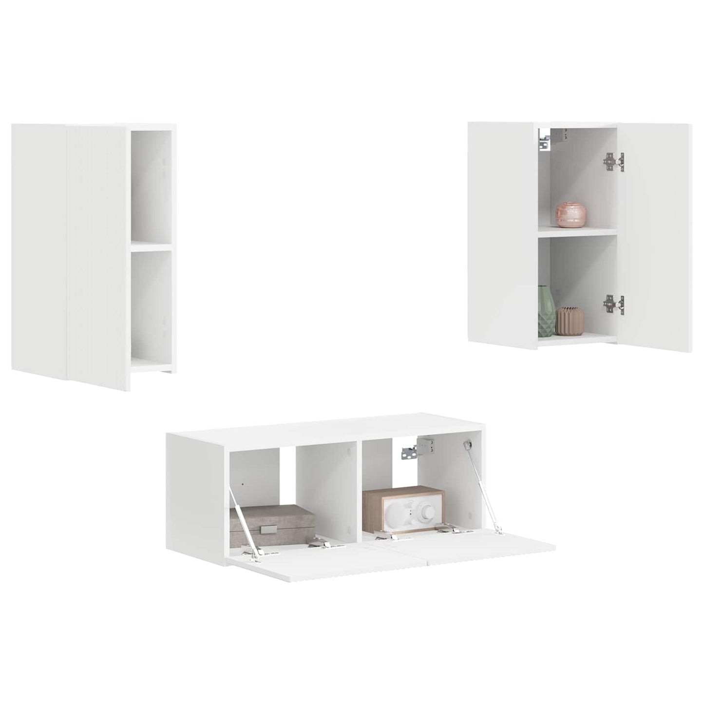 Tv-Meubelset Wandgemonteerd 2 Pcs Bewerkt Hout Wit
