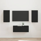 Tv-meubelset 2 pcs Zwart Bewerkt hout
