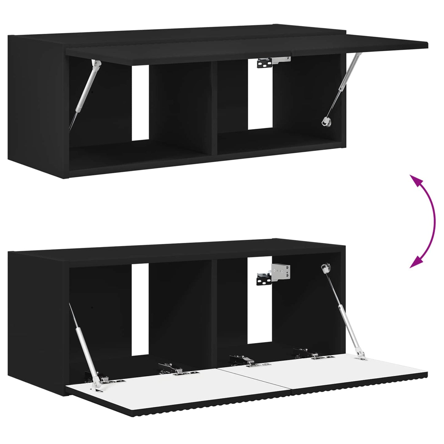 Tv-meubelset 2 pcs Zwart Bewerkt hout