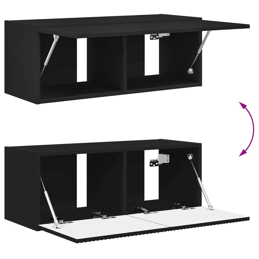 Tv-meubelset 2 pcs Zwart Bewerkt hout