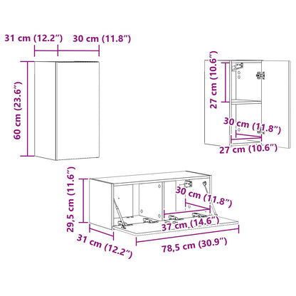 Tv-meubelset 2 pcs Zwart Bewerkt hout