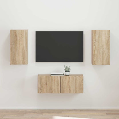Tv-Meubelset Wandgemonteerd 2 Pcs Bewerkt Hout Sonoma eiken