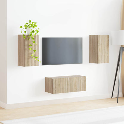 Tv-Meubelset Wandgemonteerd 2 Pcs Bewerkt Hout Sonoma eiken