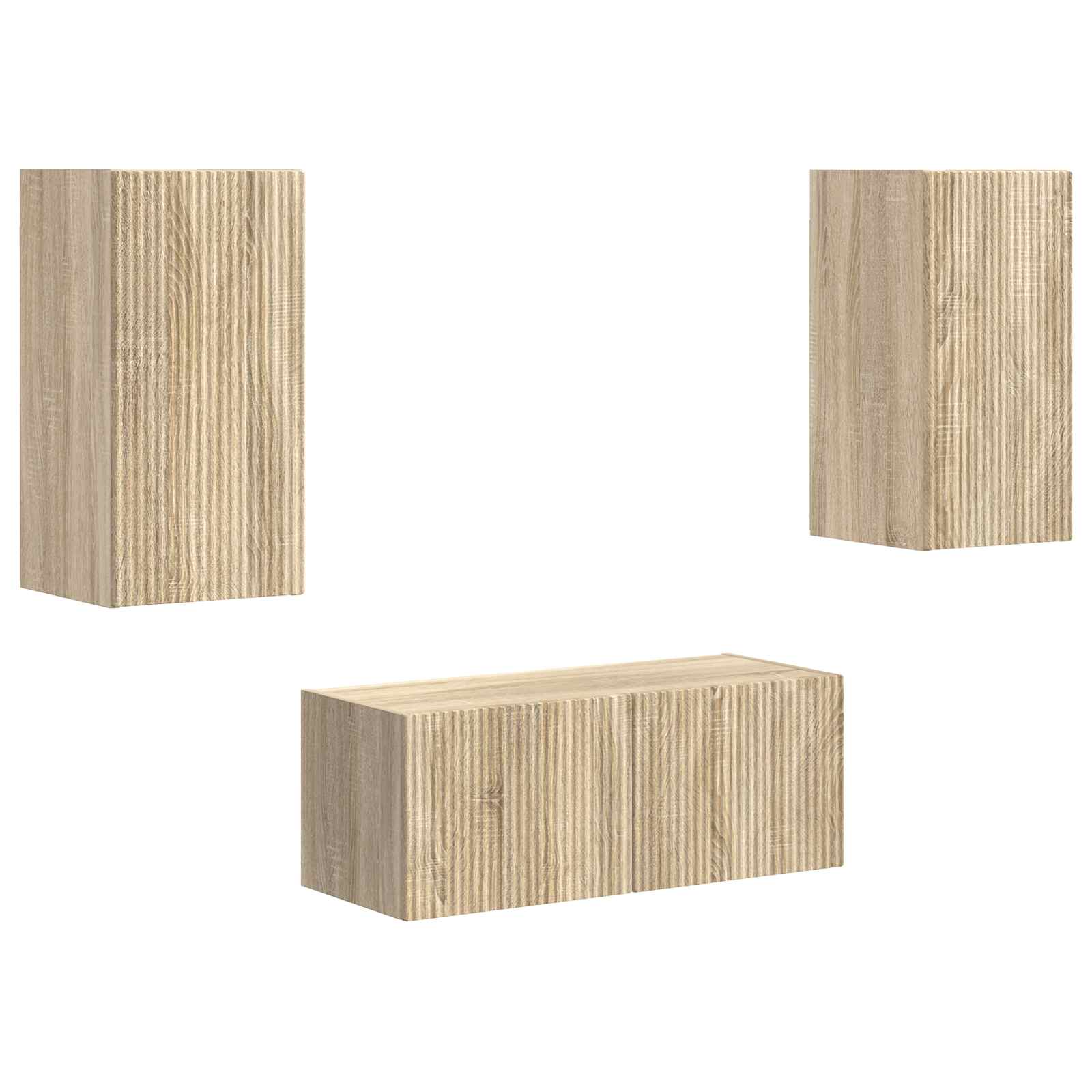 Tv-Meubelset Wandgemonteerd 2 Pcs Bewerkt Hout Sonoma eiken