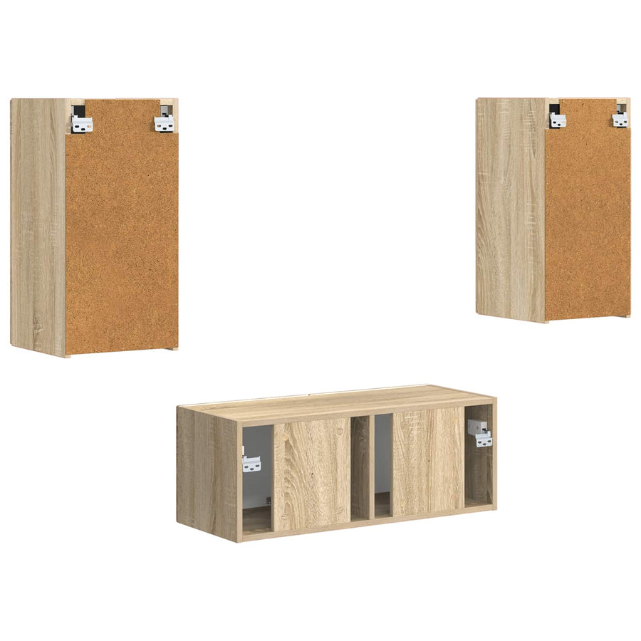 Tv-Meubelset Wandgemonteerd 2 Pcs Bewerkt Hout Sonoma eiken