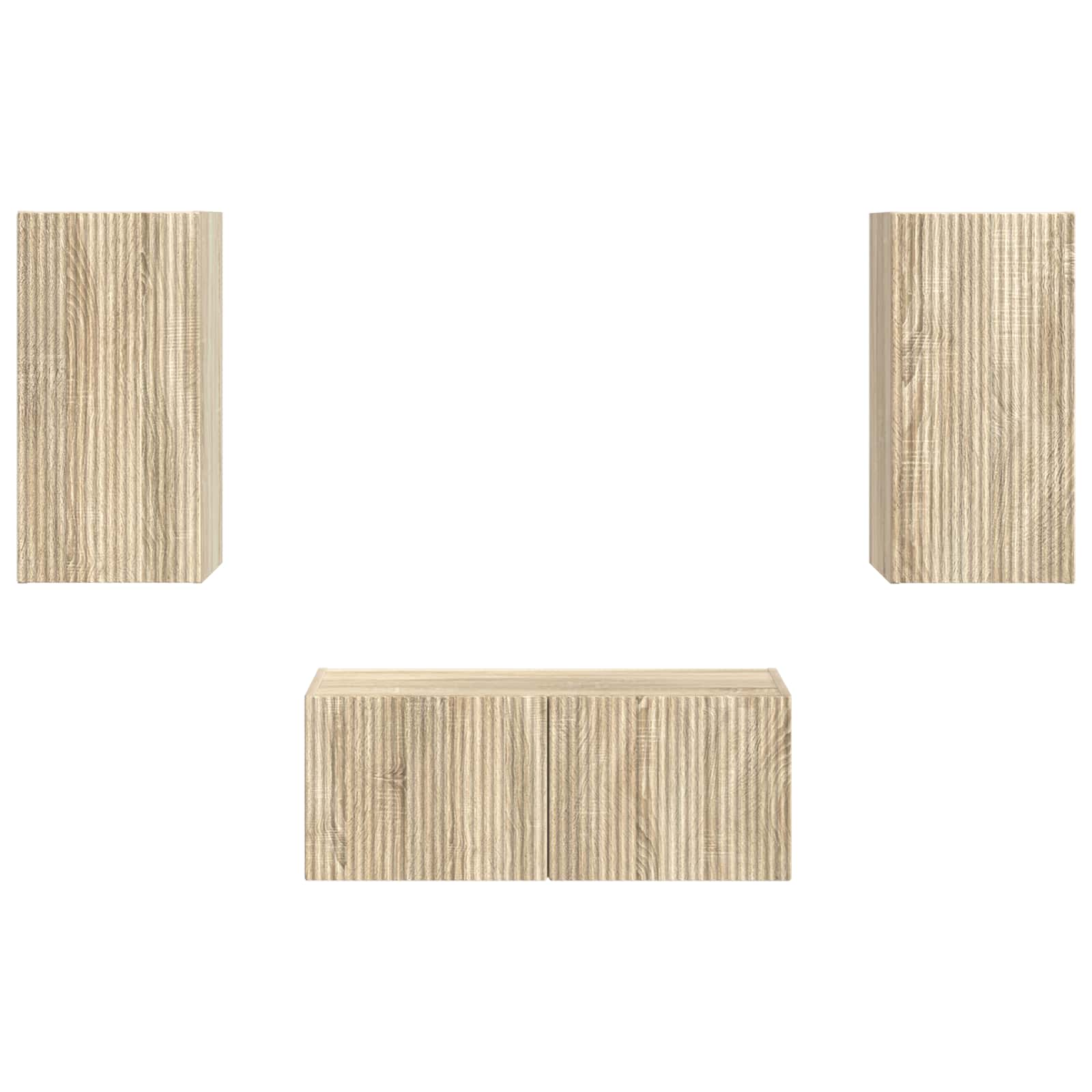 Tv-Meubelset Wandgemonteerd 2 Pcs Bewerkt Hout Sonoma eiken