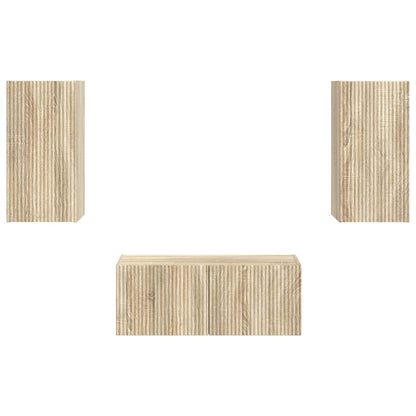 Tv-Meubelset Wandgemonteerd 2 Pcs Bewerkt Hout Sonoma eiken