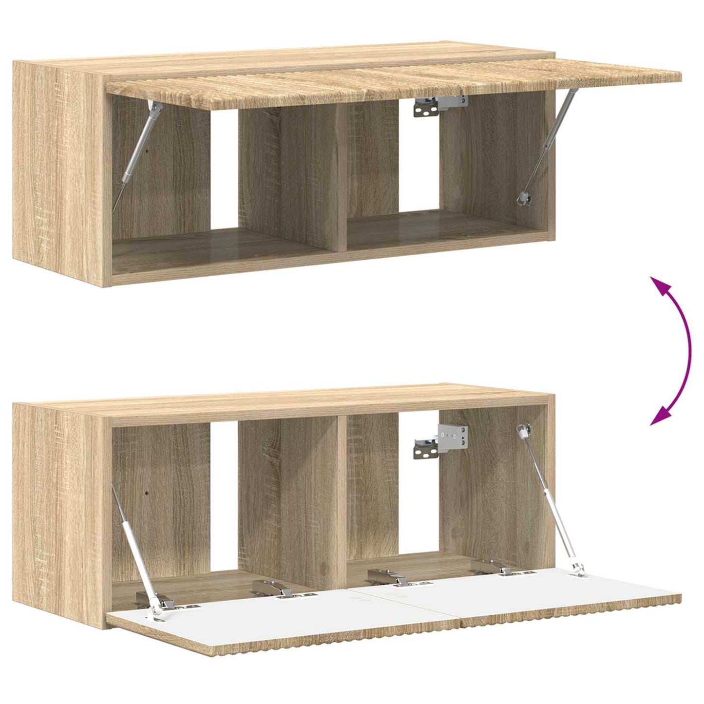 Tv-Meubelset Wandgemonteerd 2 Pcs Bewerkt Hout Sonoma eiken