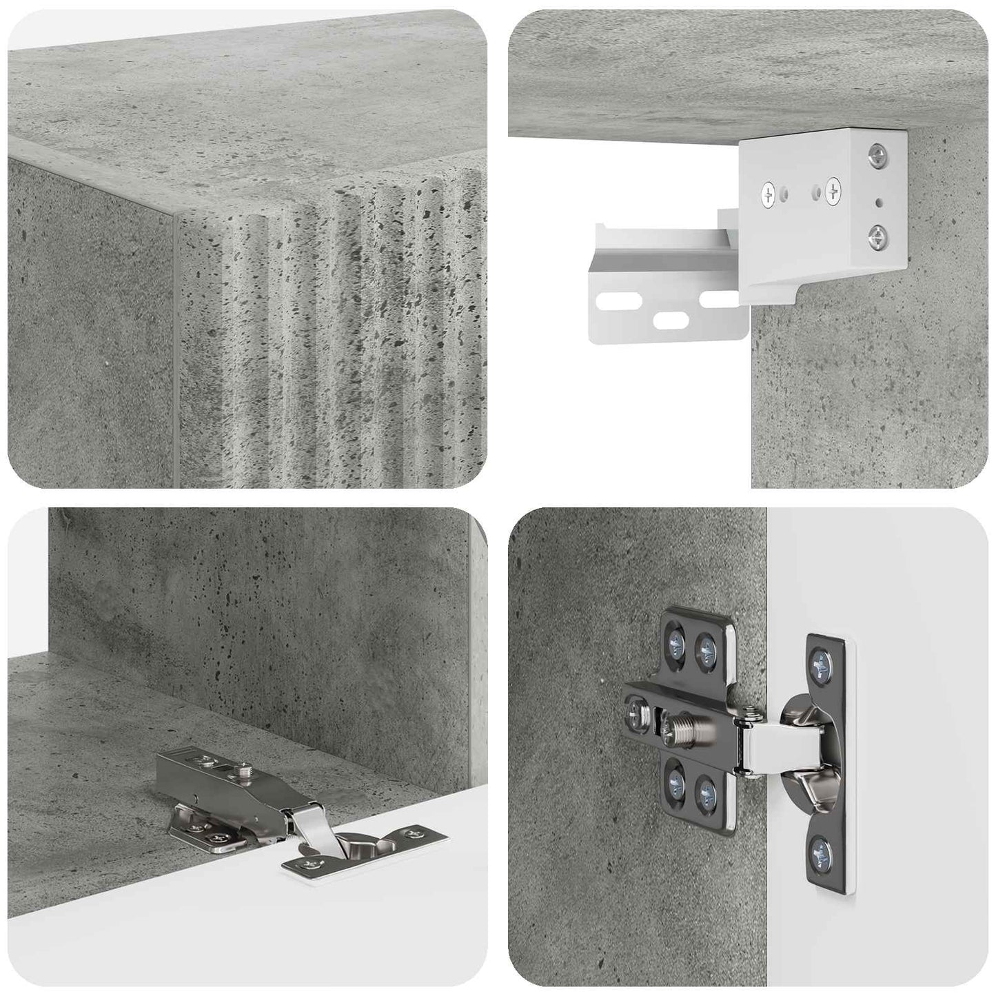 Tv-Meubelset Wandgemonteerd 2 Pcs Beton Grijs Bewerkt Hout Betongrijs