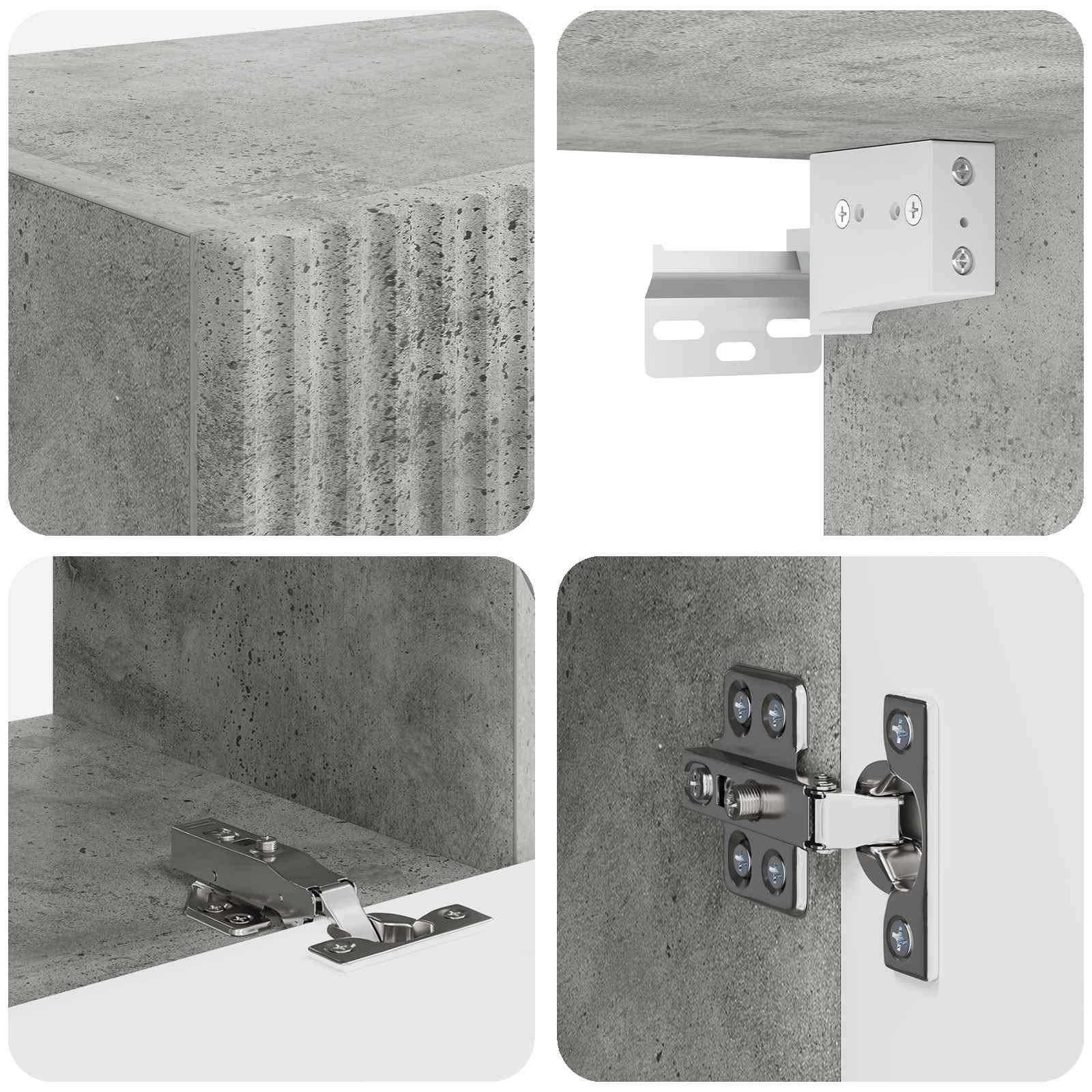 Tv-Meubelset Wandgemonteerd 2 Pcs Beton Grijs Bewerkt Hout Betongrijs
