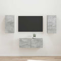 Tv-meubelset Wandgemonteerd 2 pcs Beton Grijs Bewerkt hout