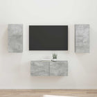 Tv-meubelset wandmontage 2 stuks beton grijs