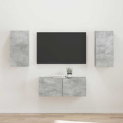 Tv-meubelset wandmontage 2 stuks beton grijs