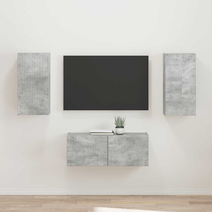 Tv-Meubelset Wandgemonteerd 2 Pcs Beton Grijs Bewerkt Hout Betongrijs