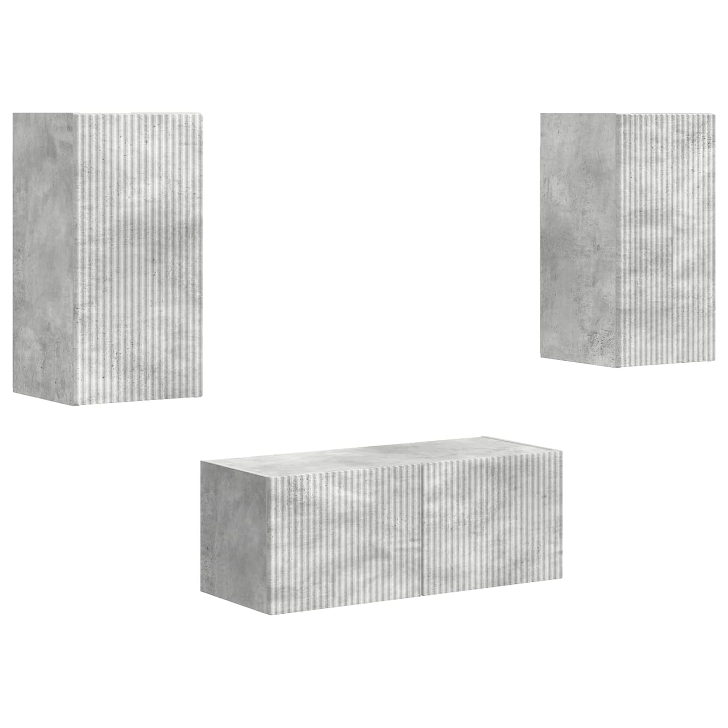 Tv-Meubelset Wandgemonteerd 2 Pcs Beton Grijs Bewerkt Hout Betongrijs