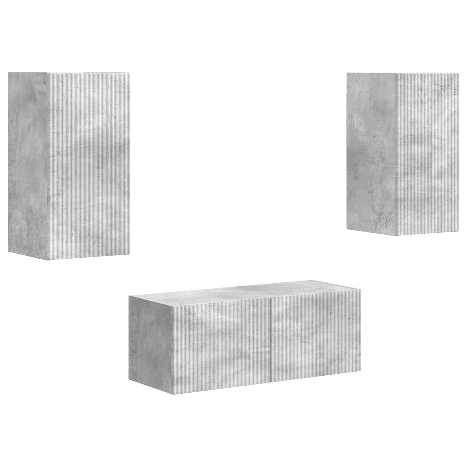 Tv-Meubelset Wandgemonteerd 2 Pcs Beton Grijs Bewerkt Hout Betongrijs