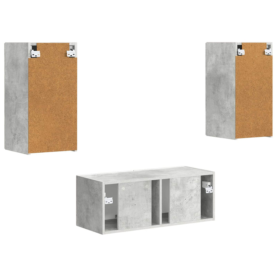 Tv-Meubelset Wandgemonteerd 2 Pcs Beton Grijs Bewerkt Hout Betongrijs
