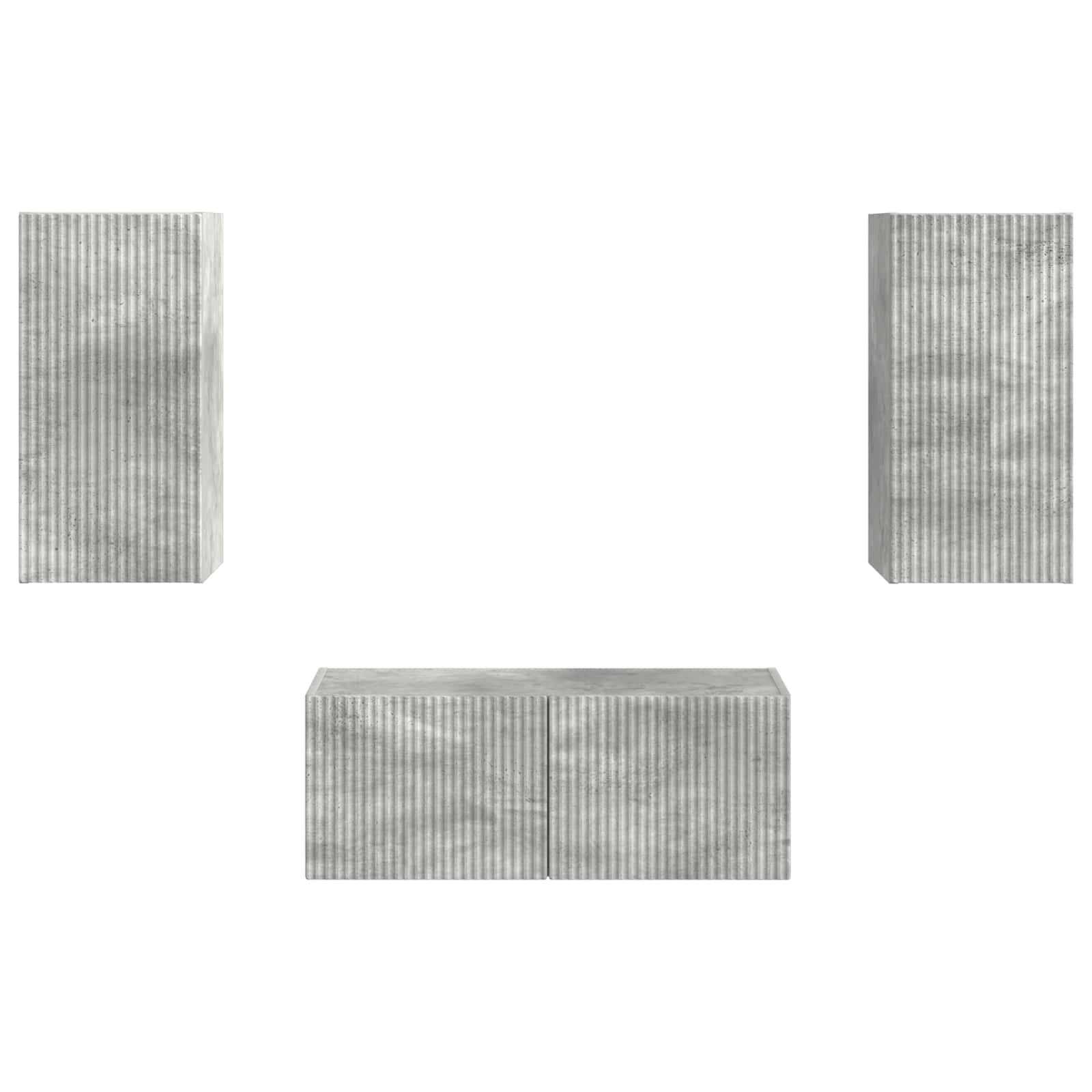Tv-Meubelset Wandgemonteerd 2 Pcs Beton Grijs Bewerkt Hout Betongrijs