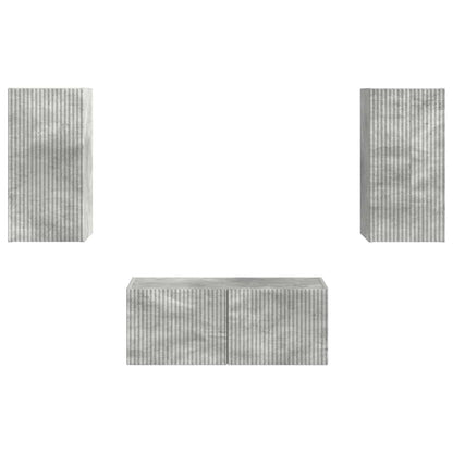 Tv-Meubelset Wandgemonteerd 2 Pcs Beton Grijs Bewerkt Hout Betongrijs