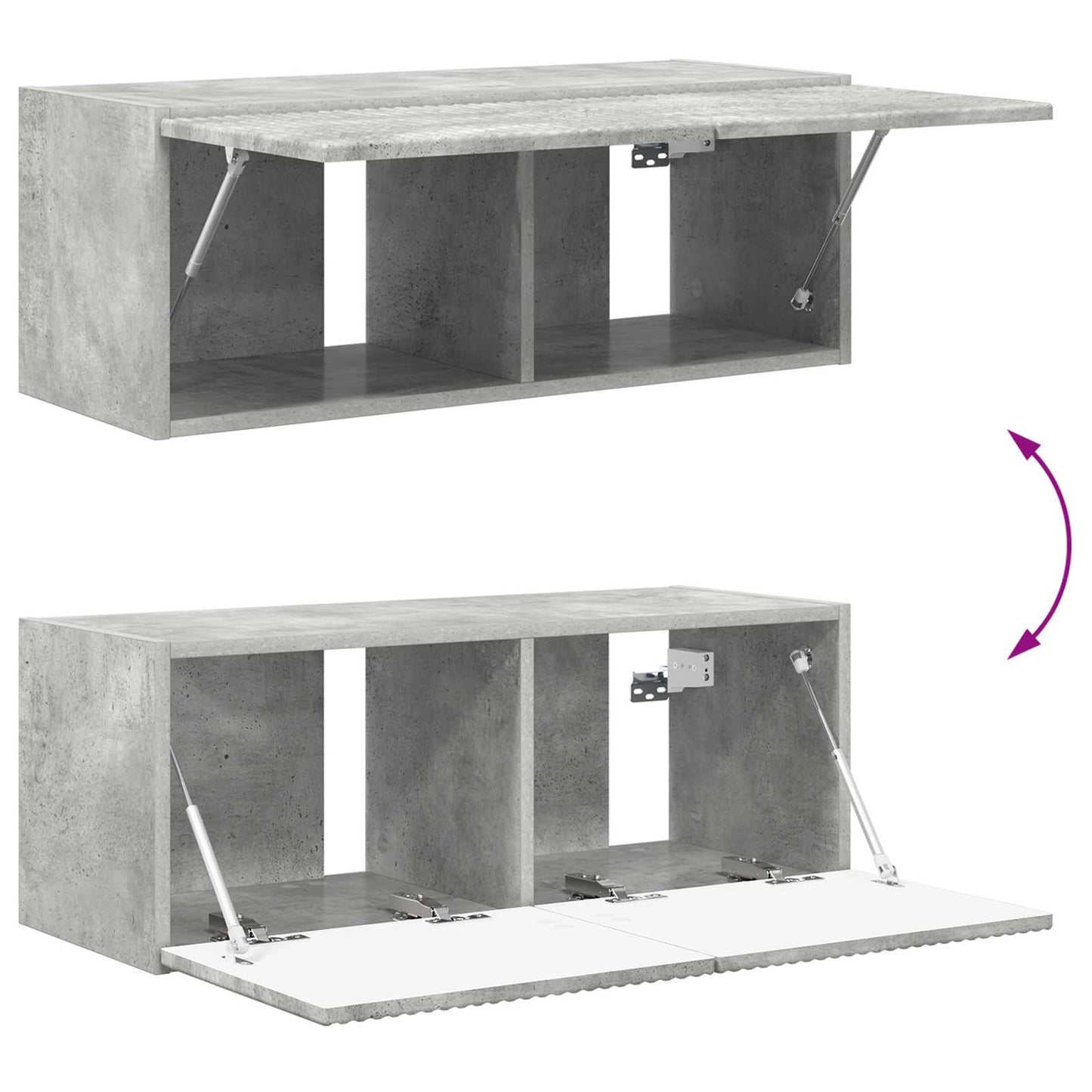 Tv-Meubelset Wandgemonteerd 2 Pcs Beton Grijs Bewerkt Hout Betongrijs