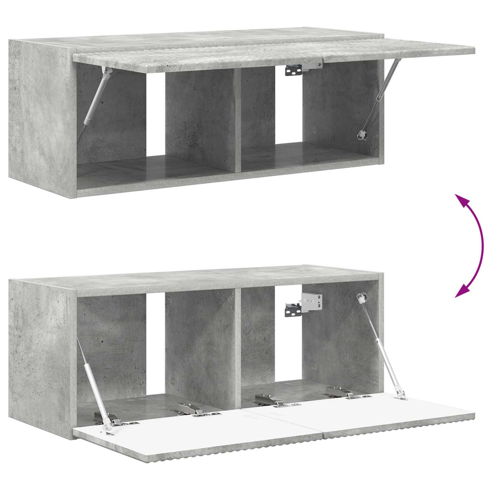 Tv-Meubelset Wandgemonteerd 2 Pcs Beton Grijs Bewerkt Hout Betongrijs