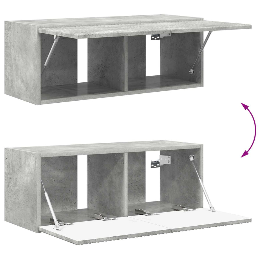 Tv-Meubelset Wandgemonteerd 2 Pcs Beton Grijs Bewerkt Hout Betongrijs