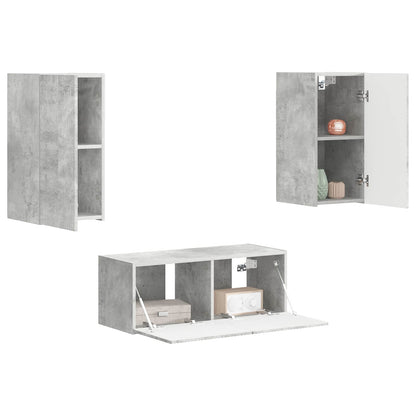 Tv-Meubelset Wandgemonteerd 2 Pcs Beton Grijs Bewerkt Hout Betongrijs