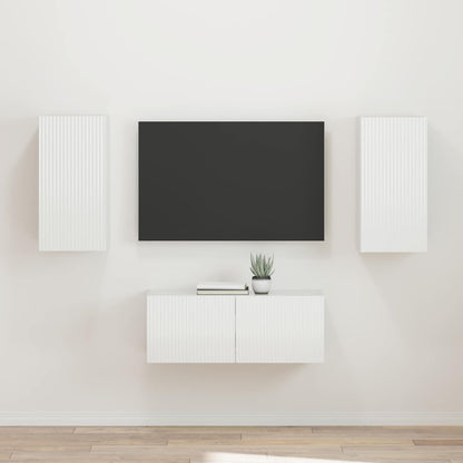 Tv-Meubelset Wandgemonteerd 2 Pcs Bewerkt Hout Hoogglans wit