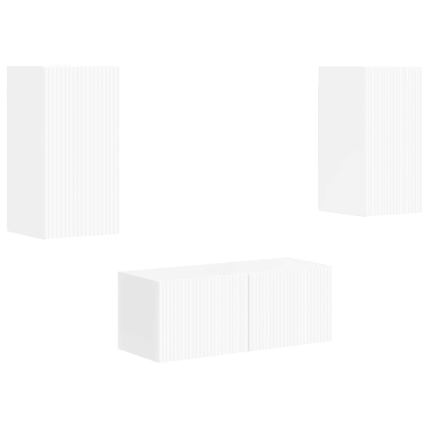 Tv-Meubelset Wandgemonteerd 2 Pcs Bewerkt Hout Hoogglans wit