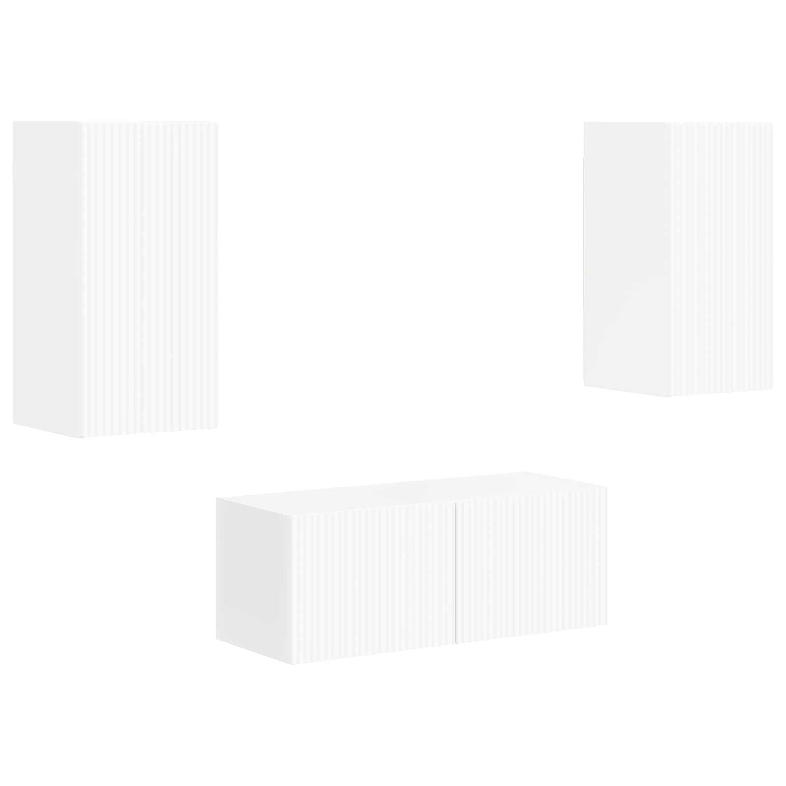 Tv-Meubelset Wandgemonteerd 2 Pcs Bewerkt Hout Hoogglans wit