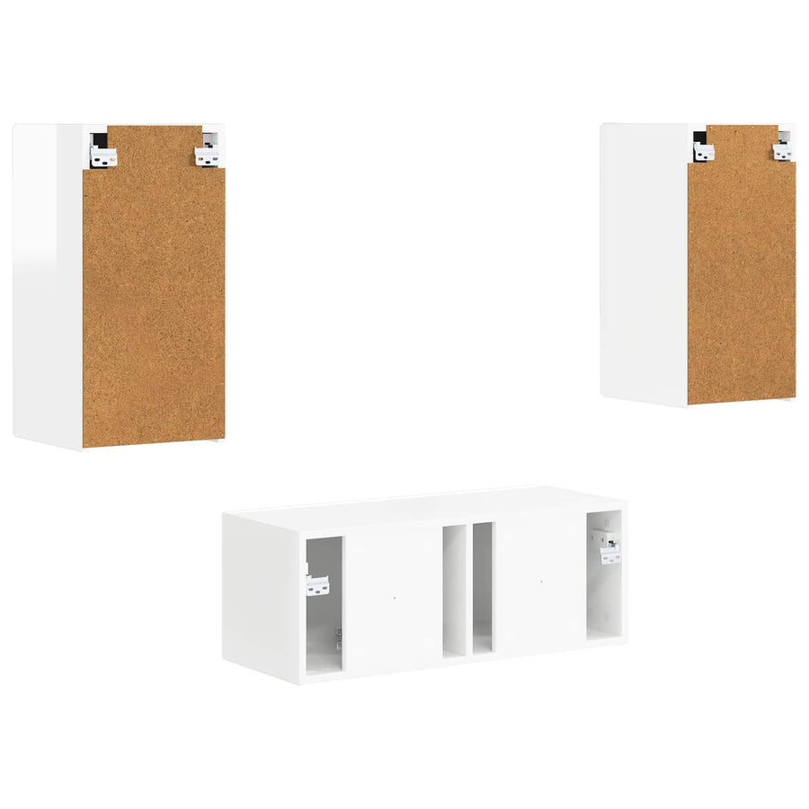Tv-Meubelset Wandgemonteerd 2 Pcs Bewerkt Hout Hoogglans wit