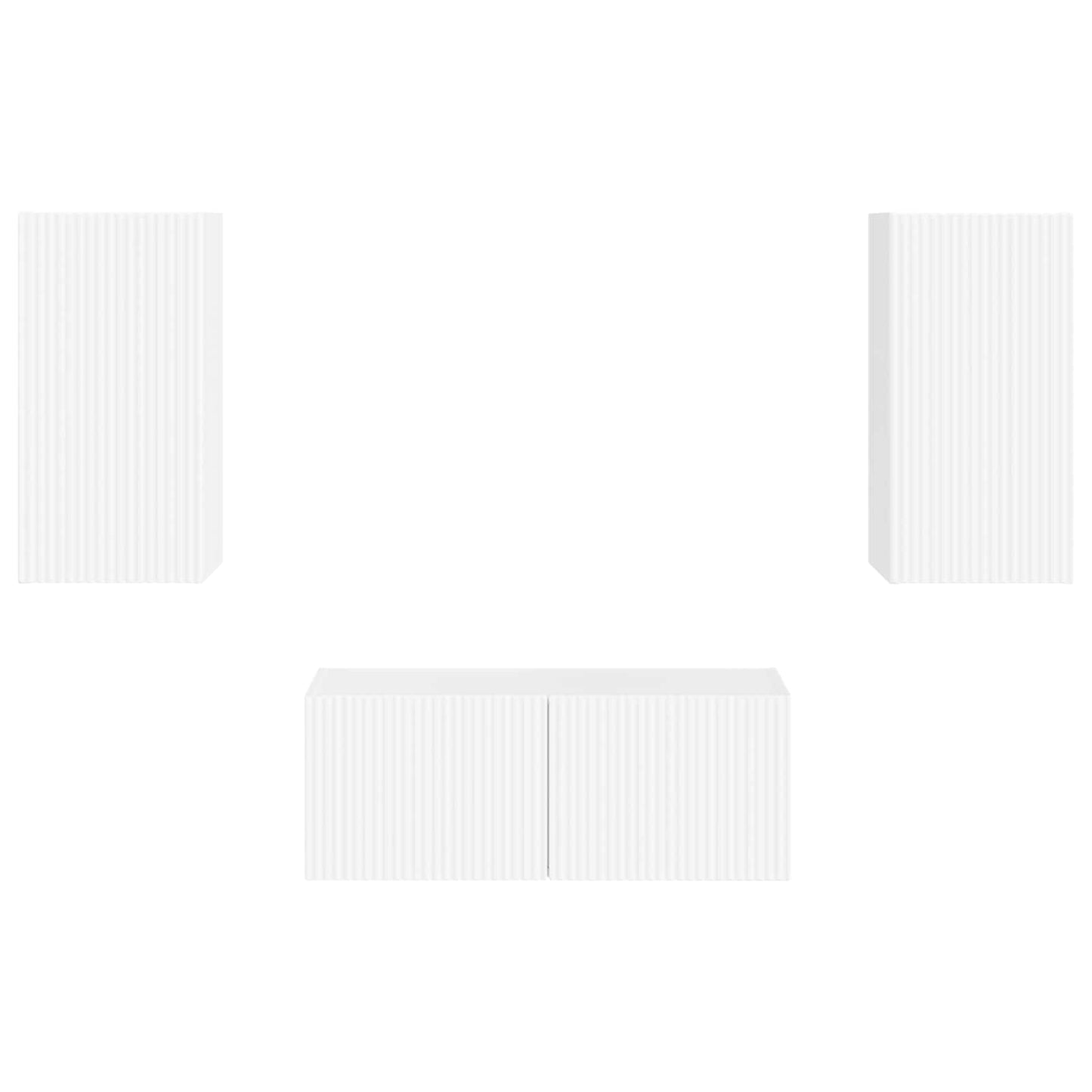 Tv-Meubelset Wandgemonteerd 2 Pcs Bewerkt Hout Hoogglans wit