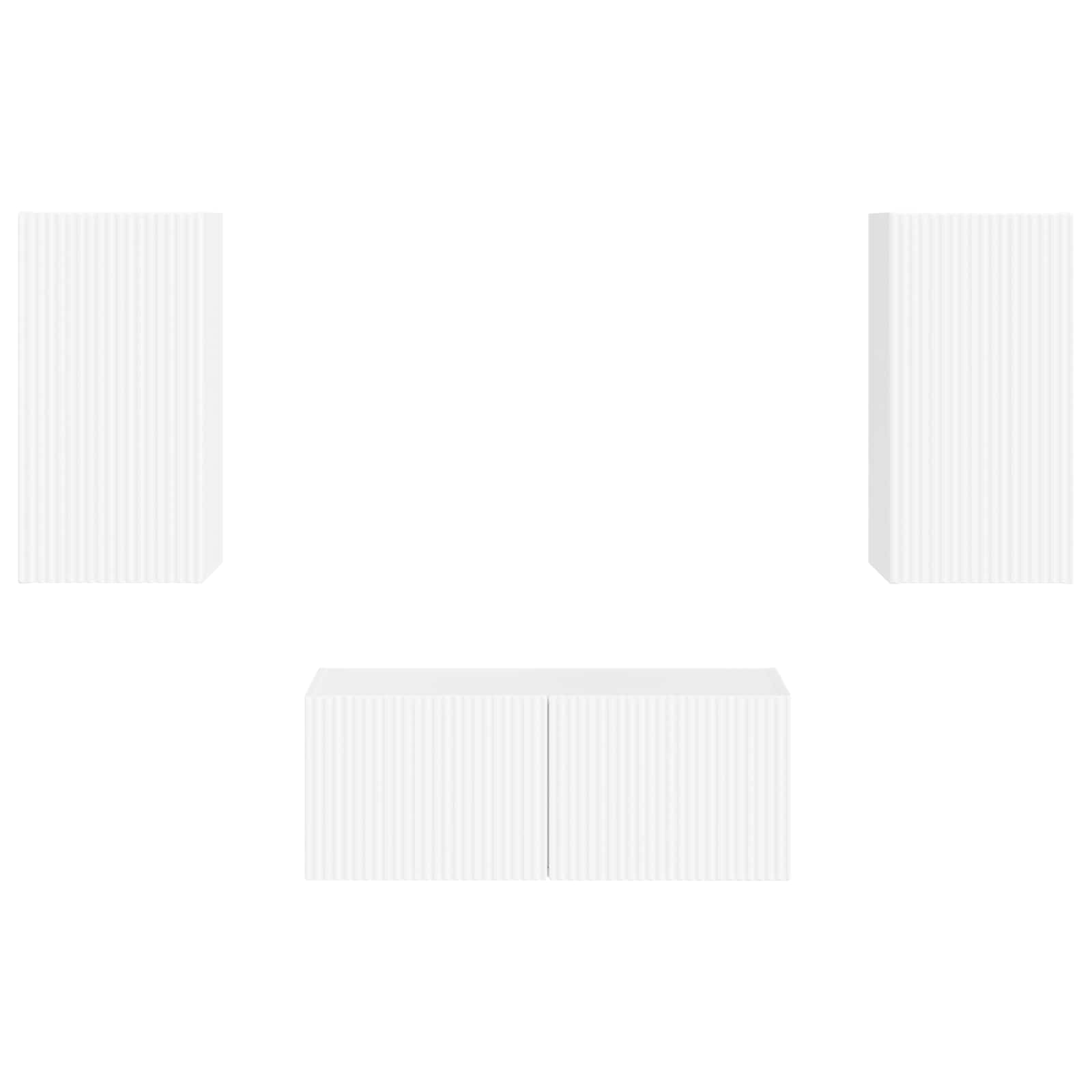 Tv-Meubelset Wandgemonteerd 2 Pcs Bewerkt Hout Hoogglans wit