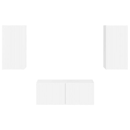 Tv-Meubelset Wandgemonteerd 2 Pcs Bewerkt Hout Hoogglans wit