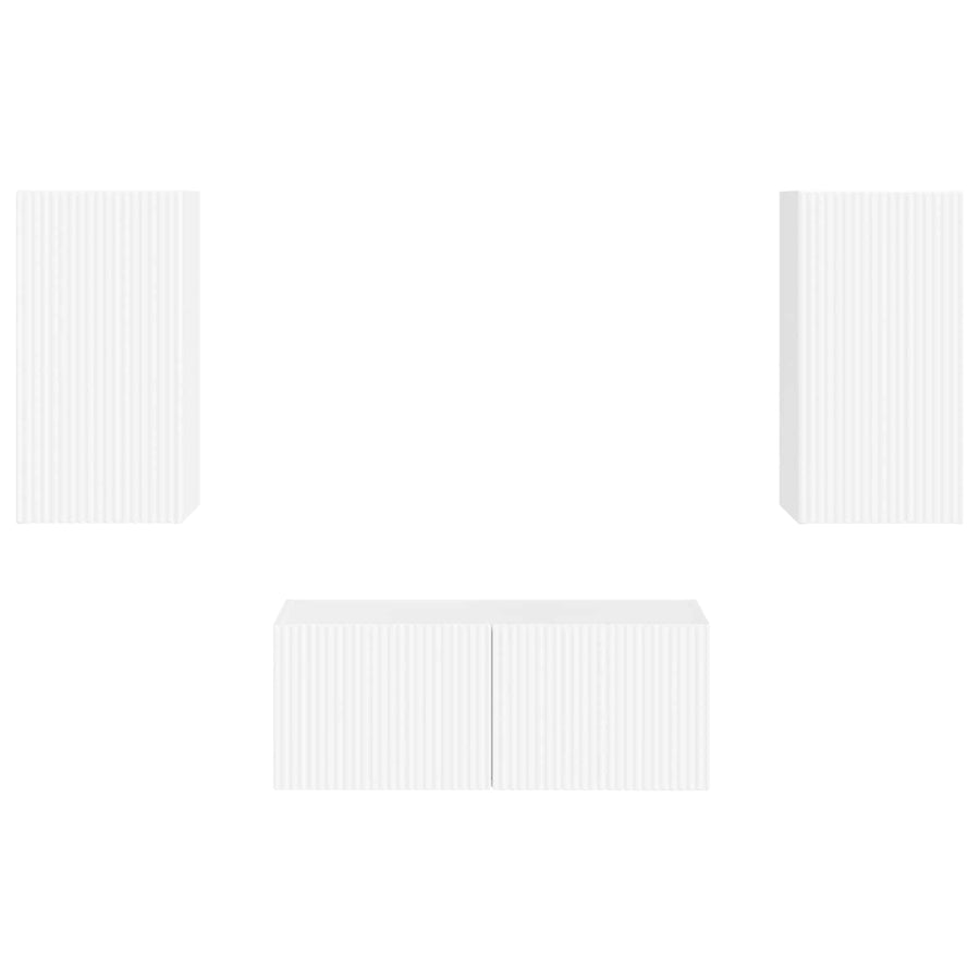 Tv-Meubelset Wandgemonteerd 2 Pcs Bewerkt Hout Hoogglans wit