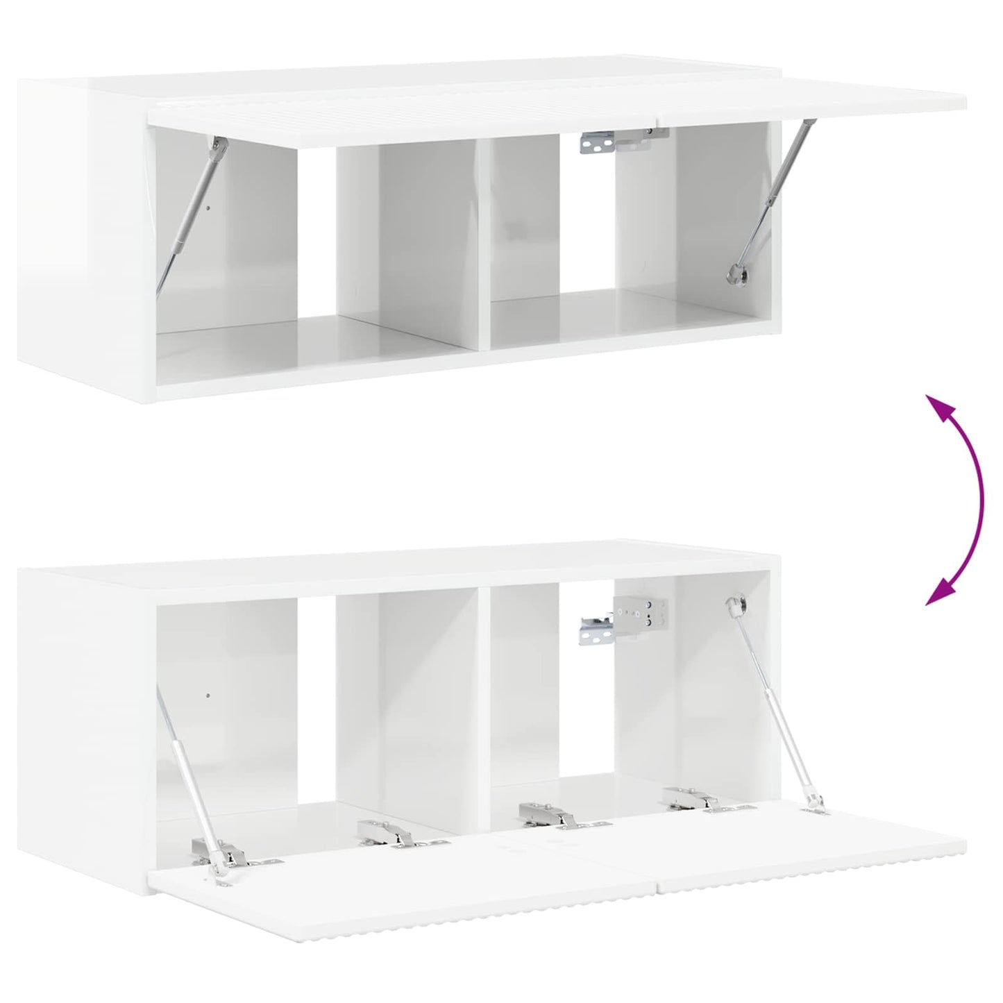 Tv-Meubelset Wandgemonteerd 2 Pcs Bewerkt Hout Hoogglans wit