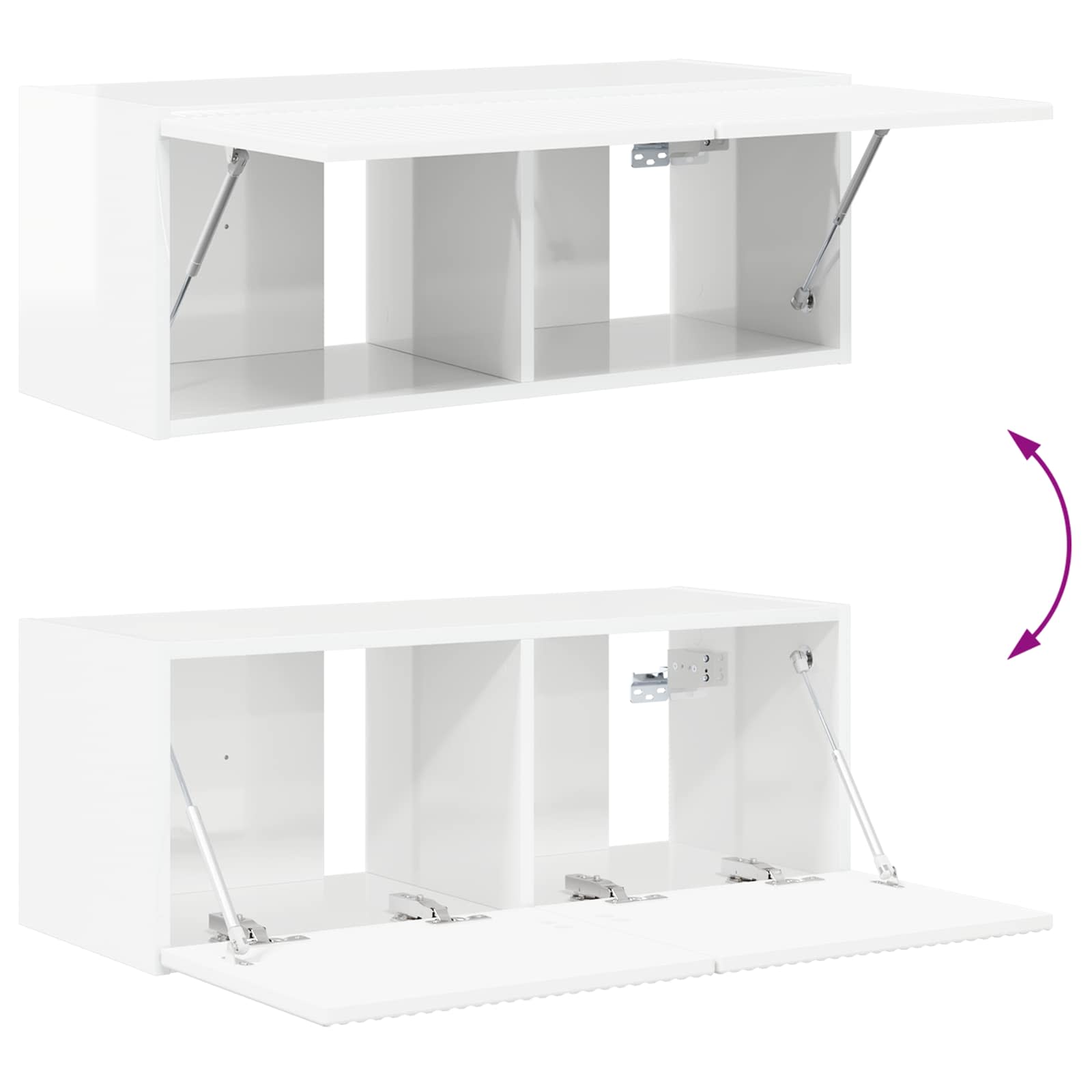 Tv-Meubelset Wandgemonteerd 2 Pcs Bewerkt Hout Hoogglans wit