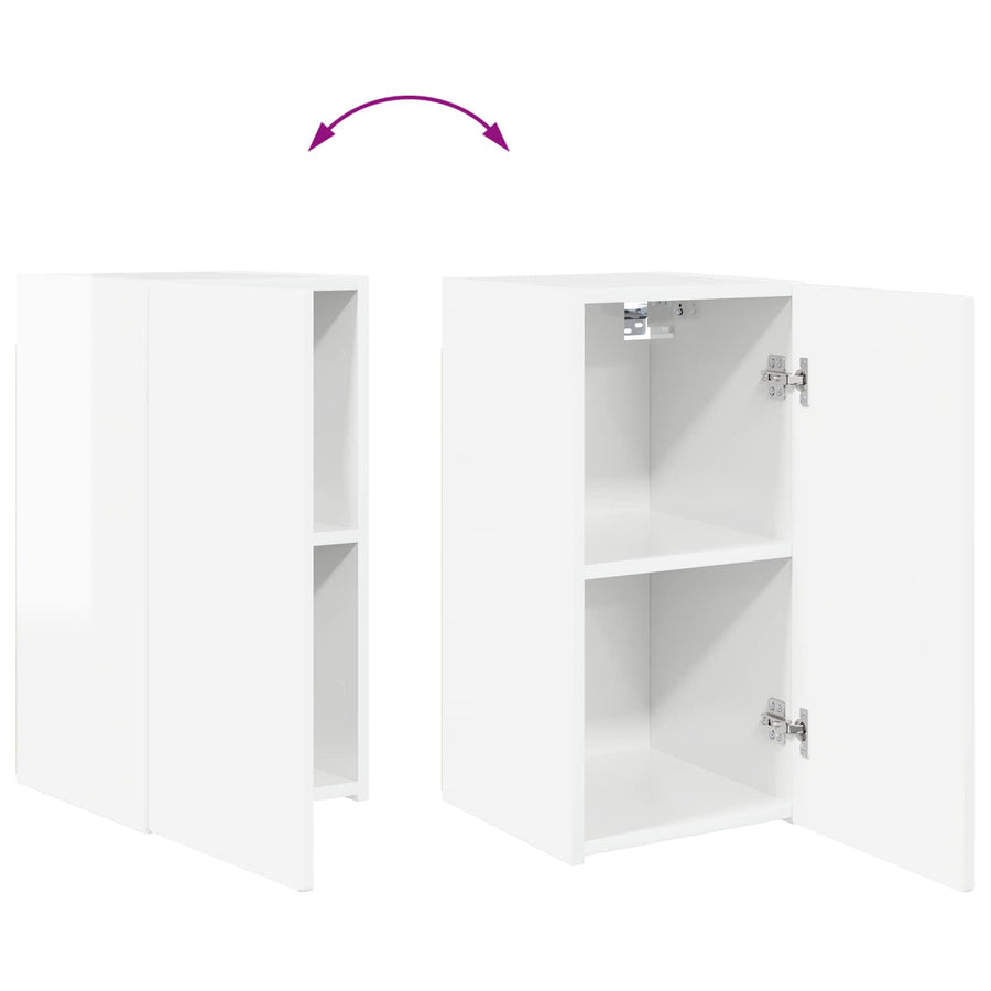Tv-Meubelset Wandgemonteerd 2 Pcs Bewerkt Hout Hoogglans wit