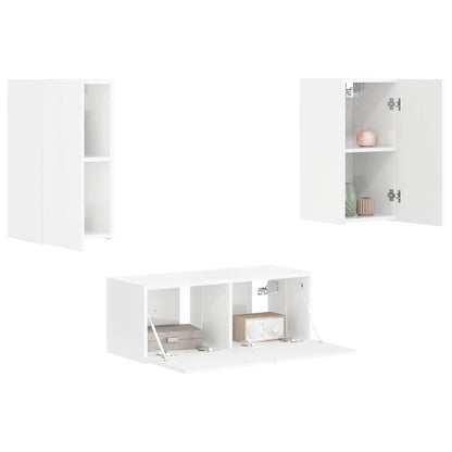 Tv-Meubelset Wandgemonteerd 2 Pcs Bewerkt Hout Hoogglans wit