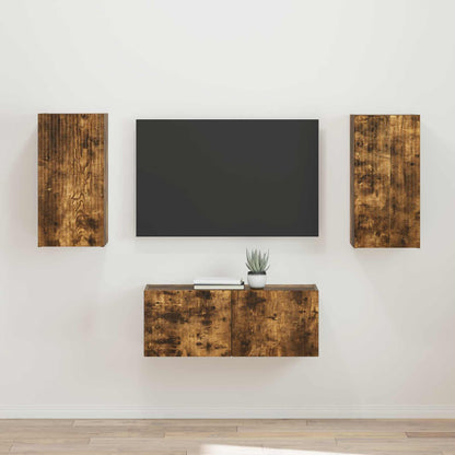 Tv-Meubelset Wandgemonteerd 2 Pcs Bewerkt Hout Gerookt eiken