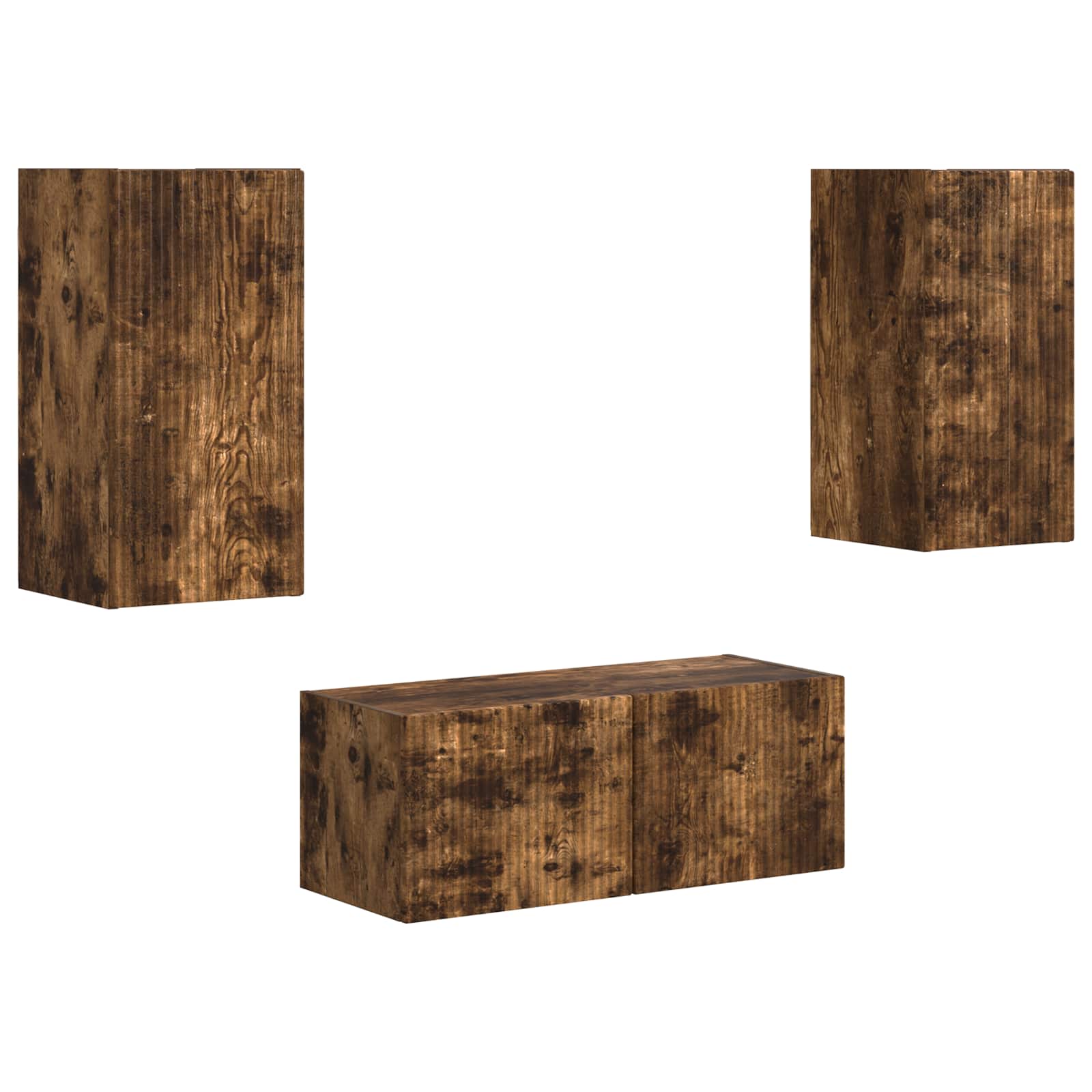 Tv-Meubelset Wandgemonteerd 2 Pcs Bewerkt Hout Gerookt eiken