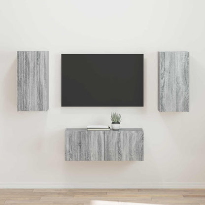 Tv-Meubelset Wandgemonteerd 2 Pcs Bewerkt Hout Grijs sonoma