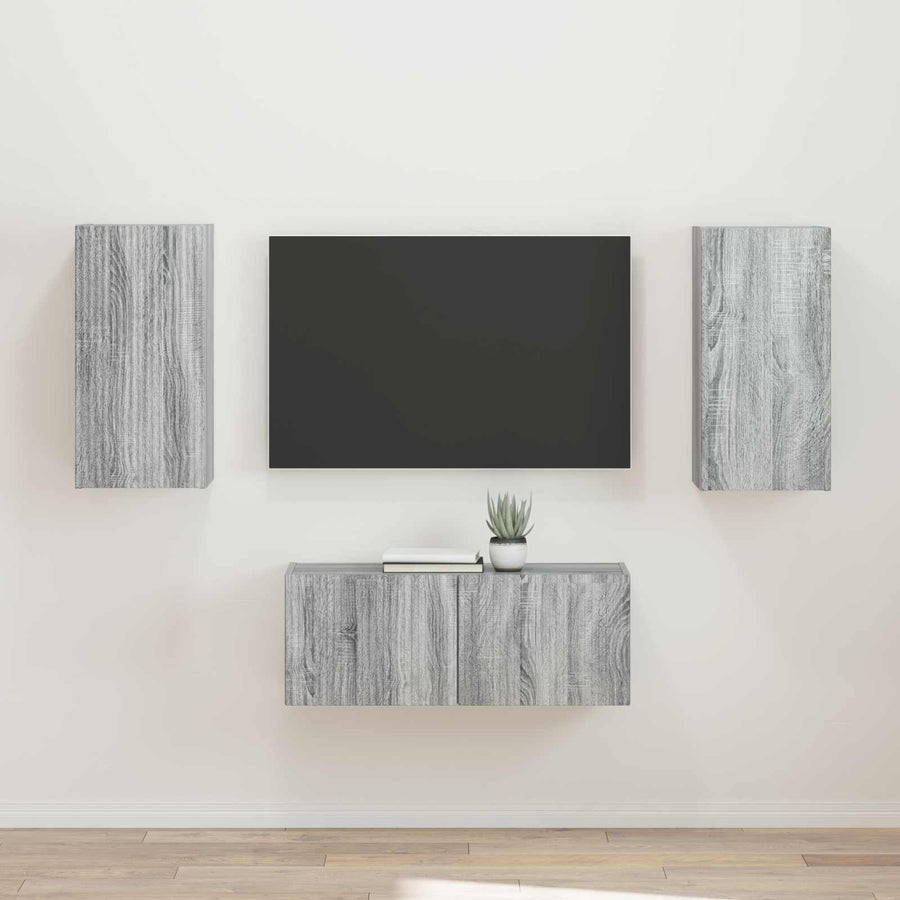 Tv-Meubelset Wandgemonteerd 2 Pcs Bewerkt Hout Grijs sonoma