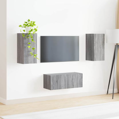 Tv-Meubelset Wandgemonteerd 2 Pcs Bewerkt Hout Grijs sonoma